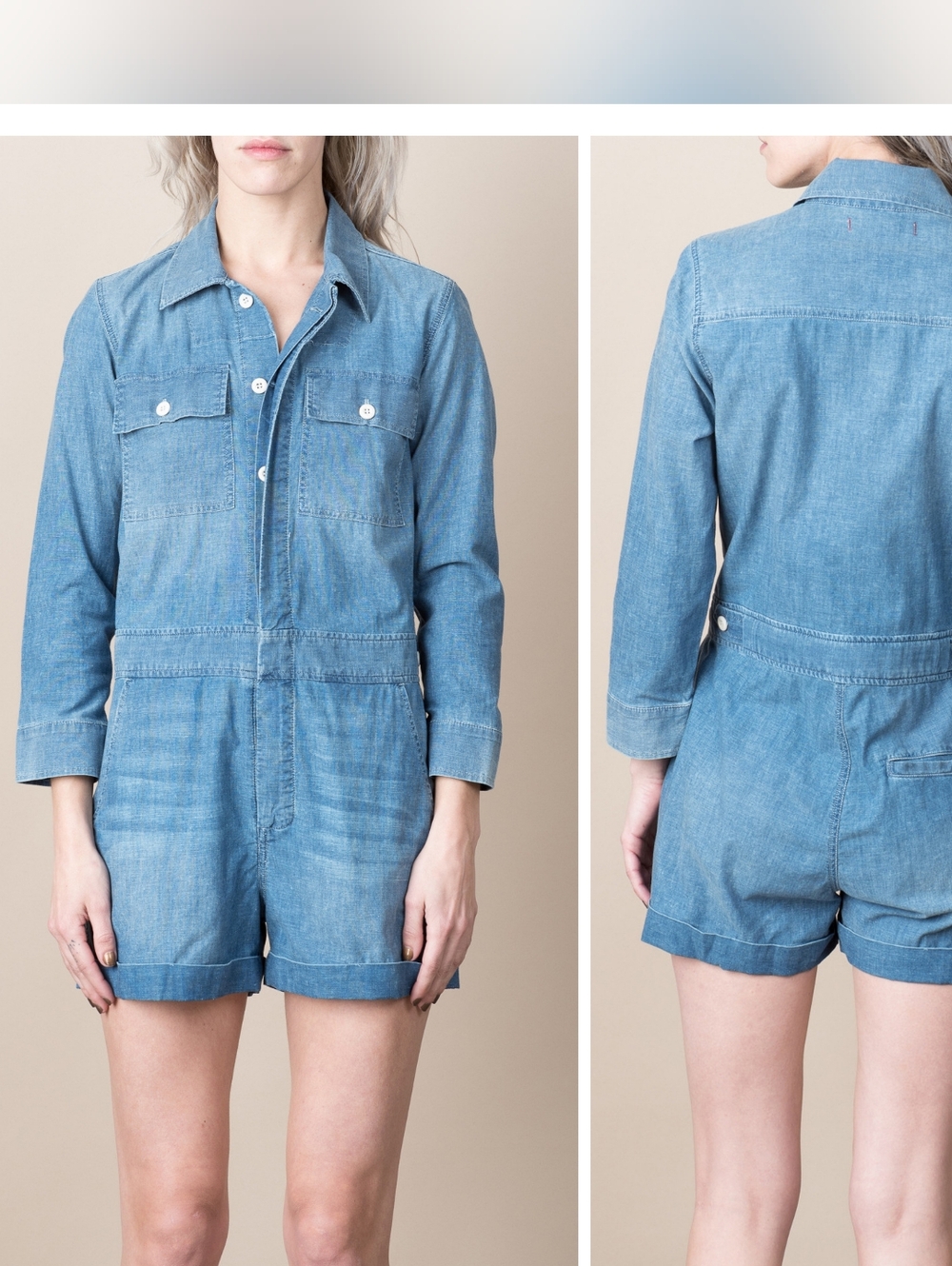 AMO Skip Vintage Chambray Romper Size S